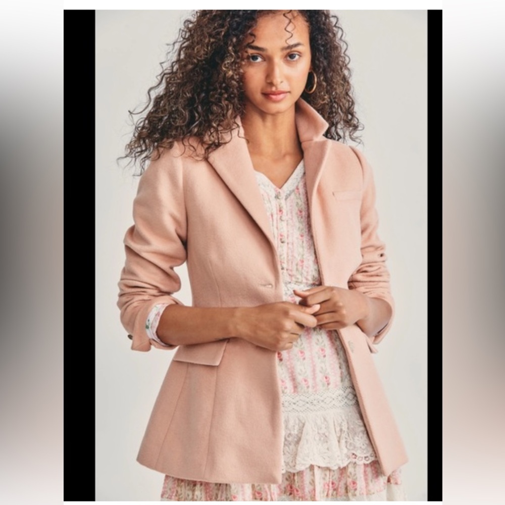 Excellent Condition Loveshackfancy Lula Wool Blazer in Rose Stone Size 8